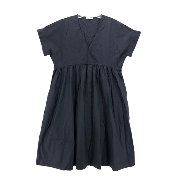 JOHNNY WAS Calme Collection Black Poplin Dolman Dress Cross Over V-Neck MEDIUM - Picture 1 of 4